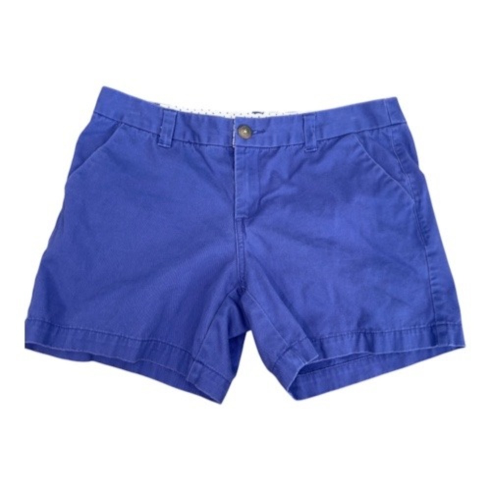 Merona Womens Blue Cotton Chino Shorts Size 6 Mid Rise Casual Summer Twill